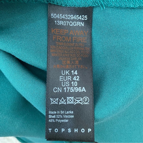 TOPSHOP 13R07QGRN Emerald Green Satin Lace Trim Slip Cami Top Size 10 NWT - Picture 7 of 8